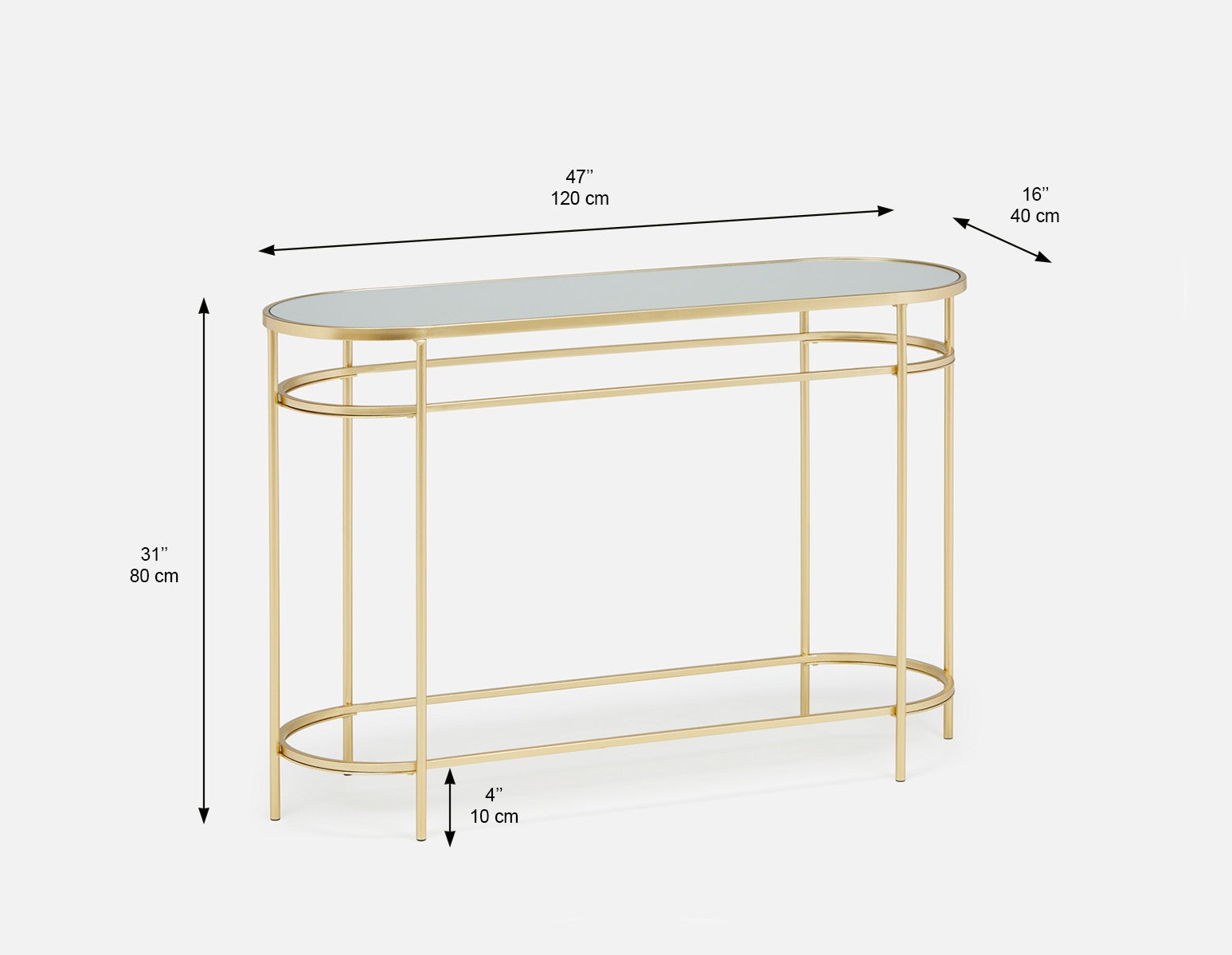 PETE mirrored top console table 120 cm undefined