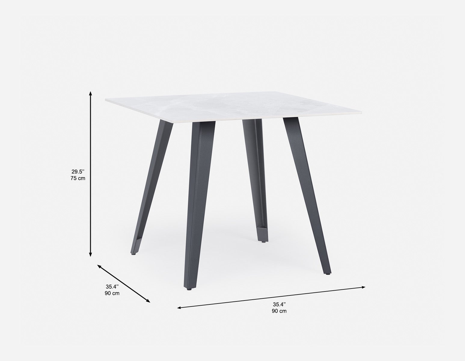 TUVO modern contemporary square dining table 90cm undefined