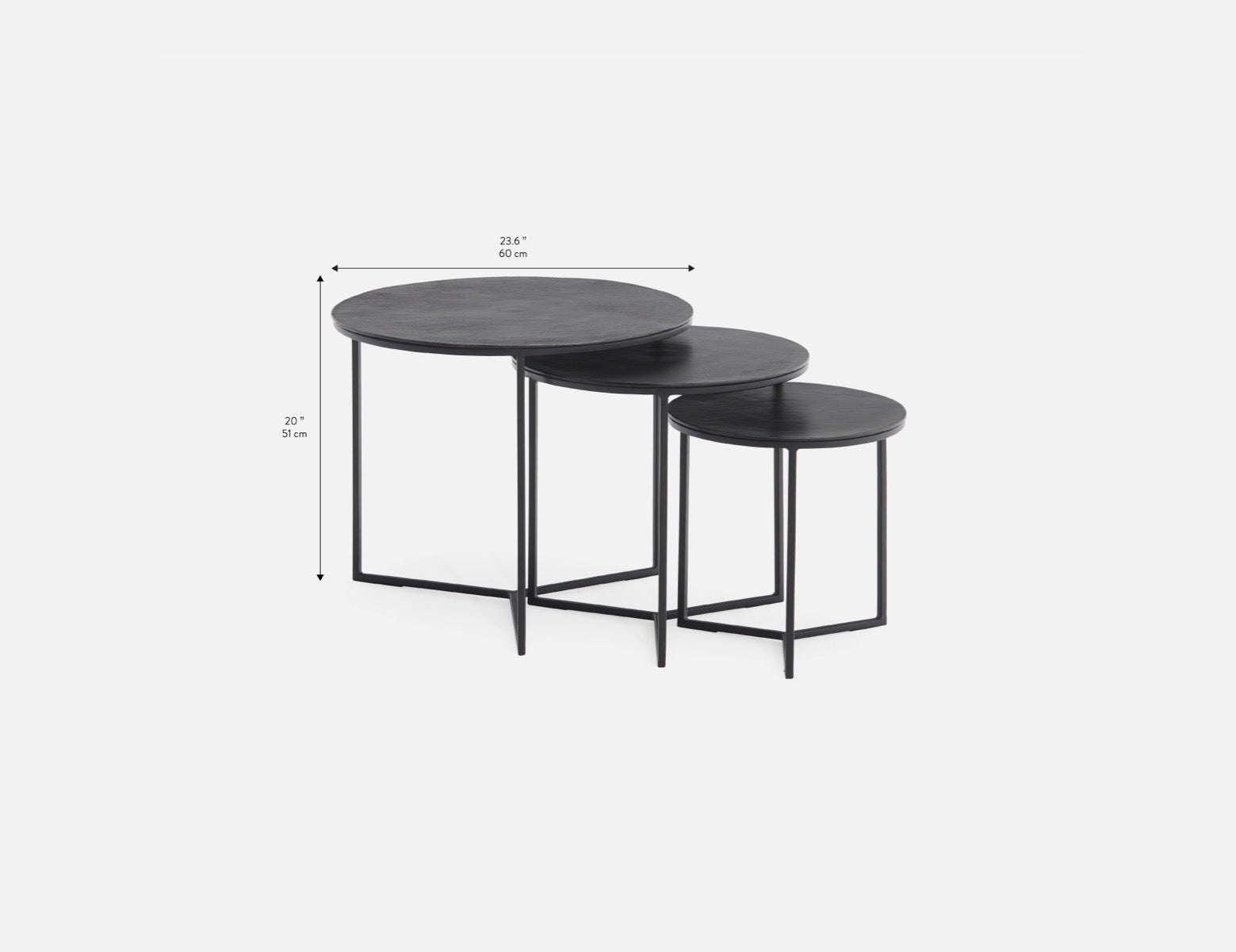 ALMATY set of 3 aluminum and iron nesting tables undefined