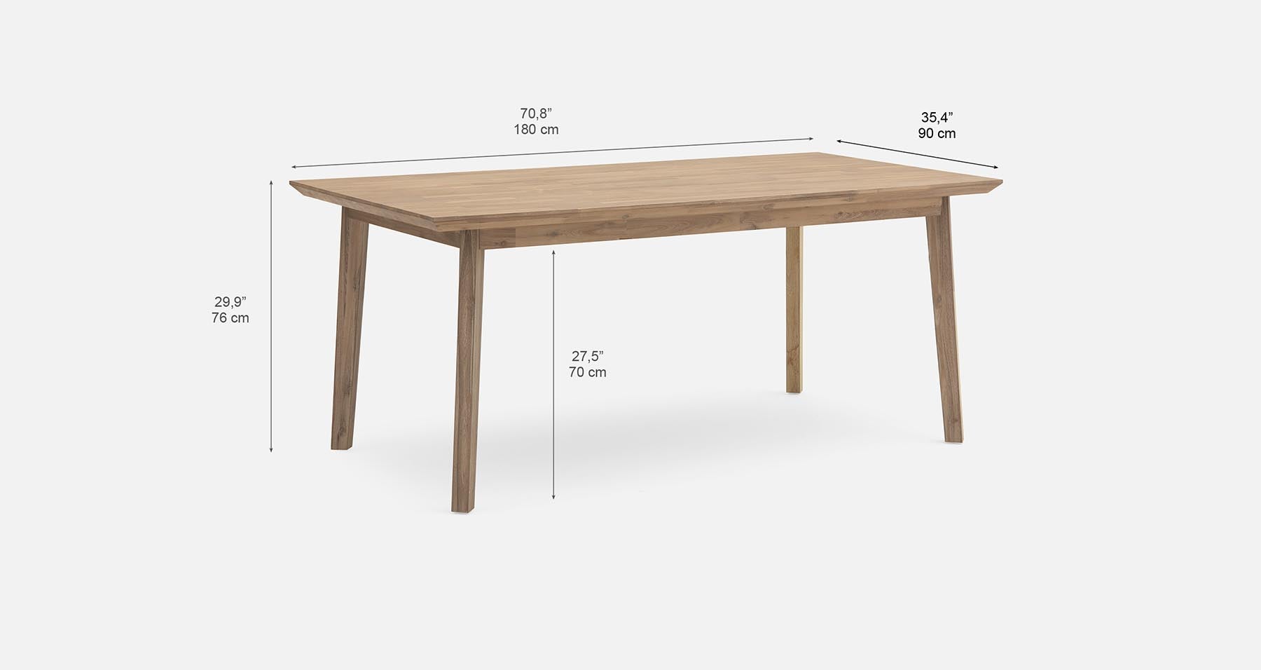 KABBANN acacia wood dining table 180 cm undefined
