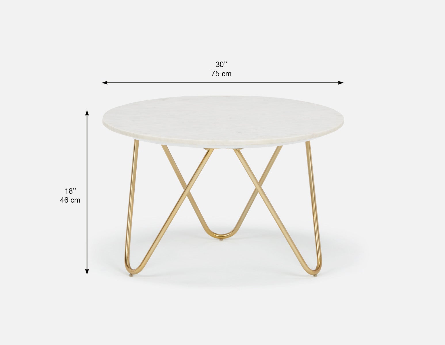 AKOT round marble coffee table 75 cm with gold-colored metal legs undefined