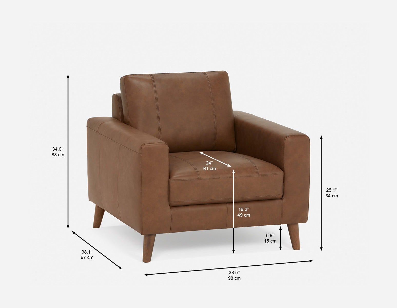 AMARI fauteuil club classique 100% cuir undefined