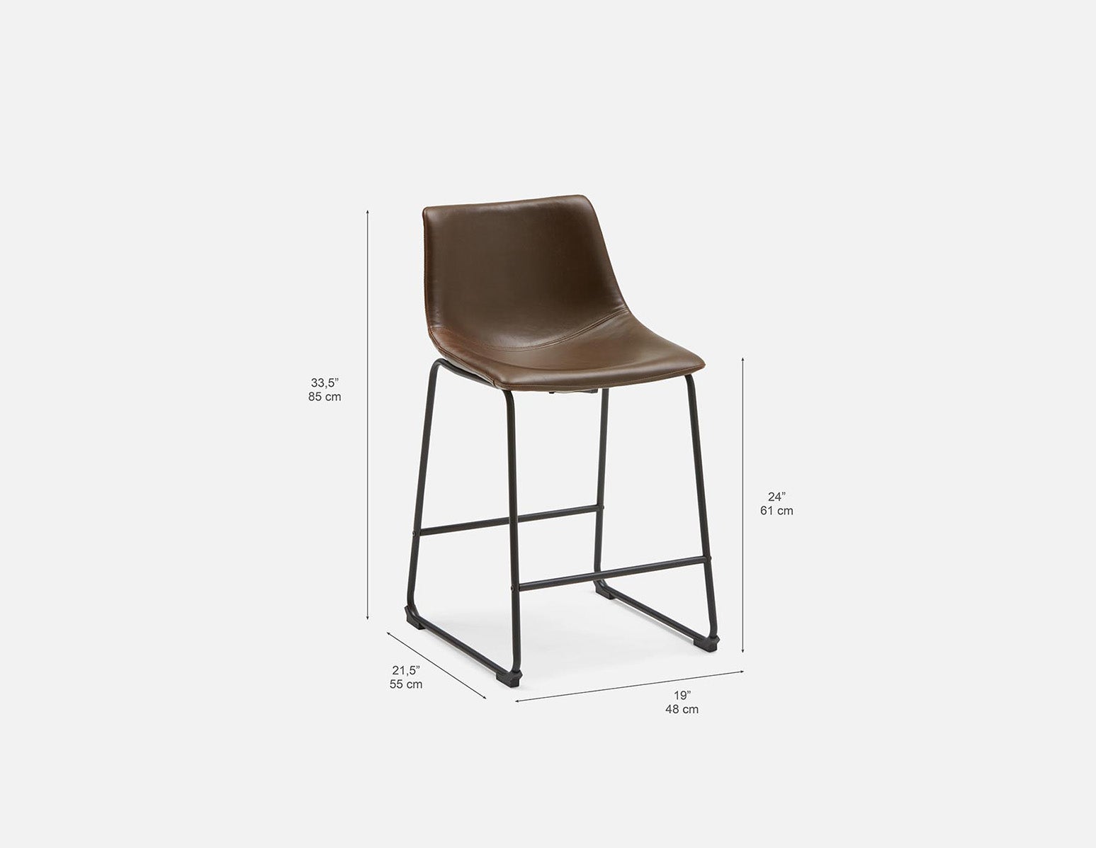 HAYDEN rétro-moderne tabouret de comptoir avec dossier 61 cm undefined
