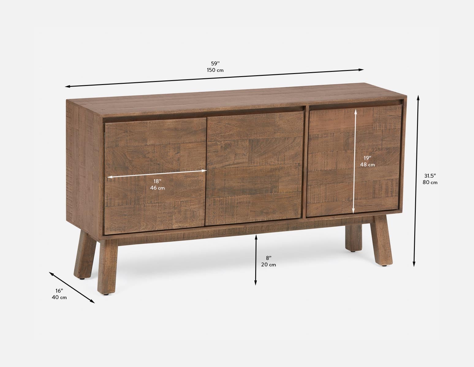THESSALIA buffet en bois de manguier massif vieilli undefined