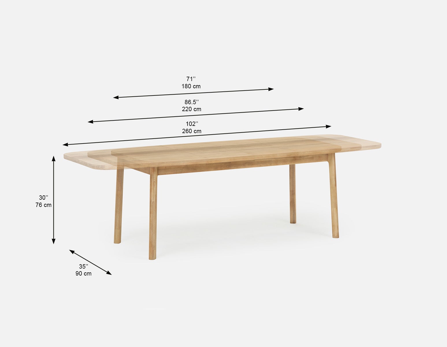 DALTON rustic farmhouse extendable acacia wood dining table 180cm undefined