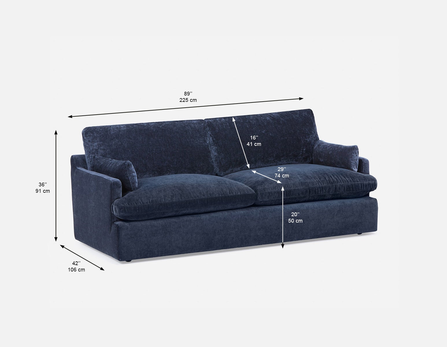 CHABLIS contemporary sofa 89" superior comfort undefined