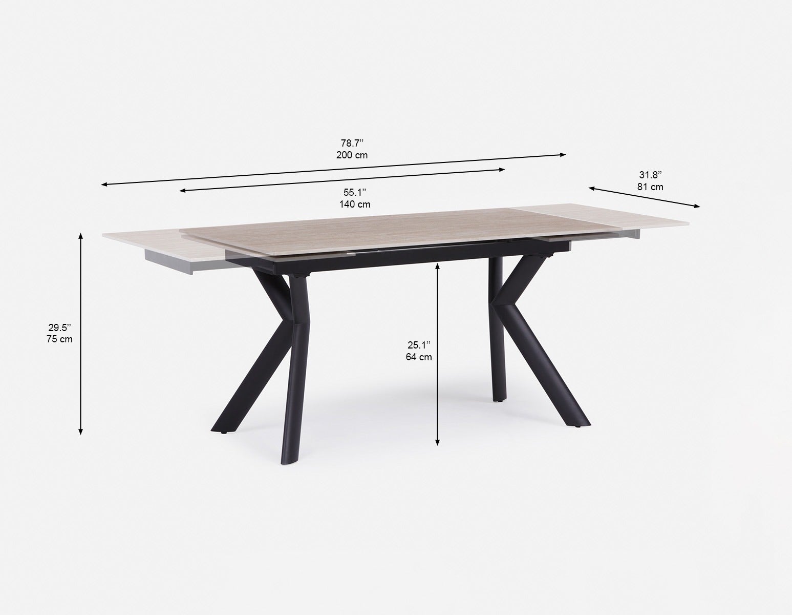 WILLMA extendable modern dining table 140cm to 200cm undefined