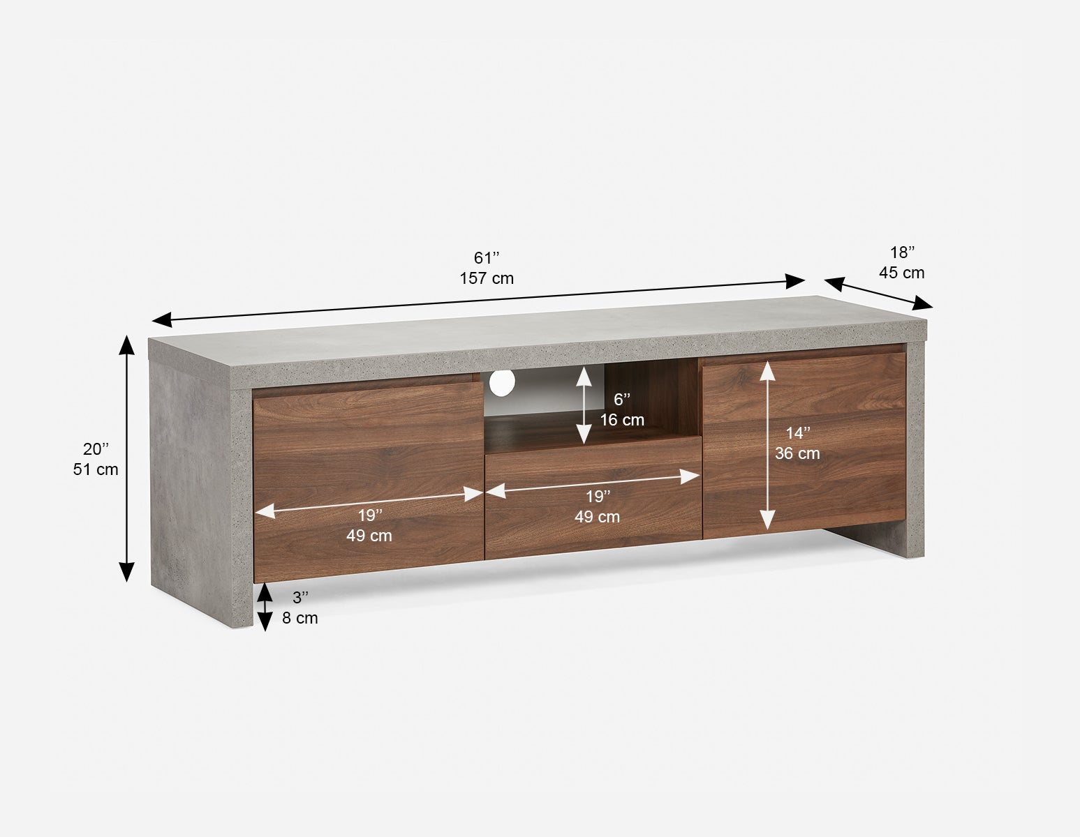 LIAM industrial chic media unit 157 cm undefined