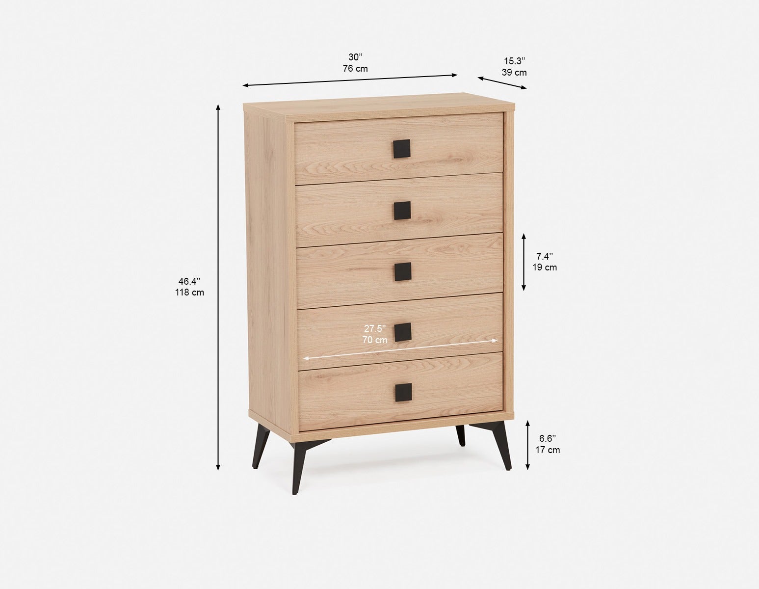 KIERA commode 5 tiroirs moderne du milieu du siècle undefined