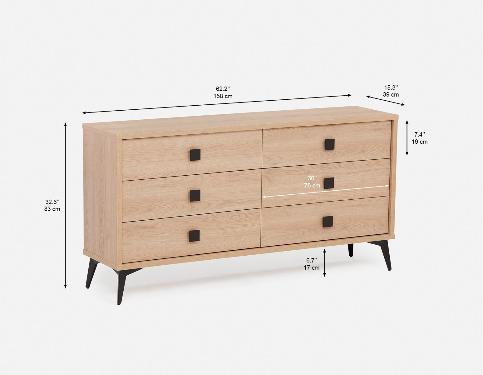 KIERA commode 6 tiroirs moderne du milieu du siècle undefined
