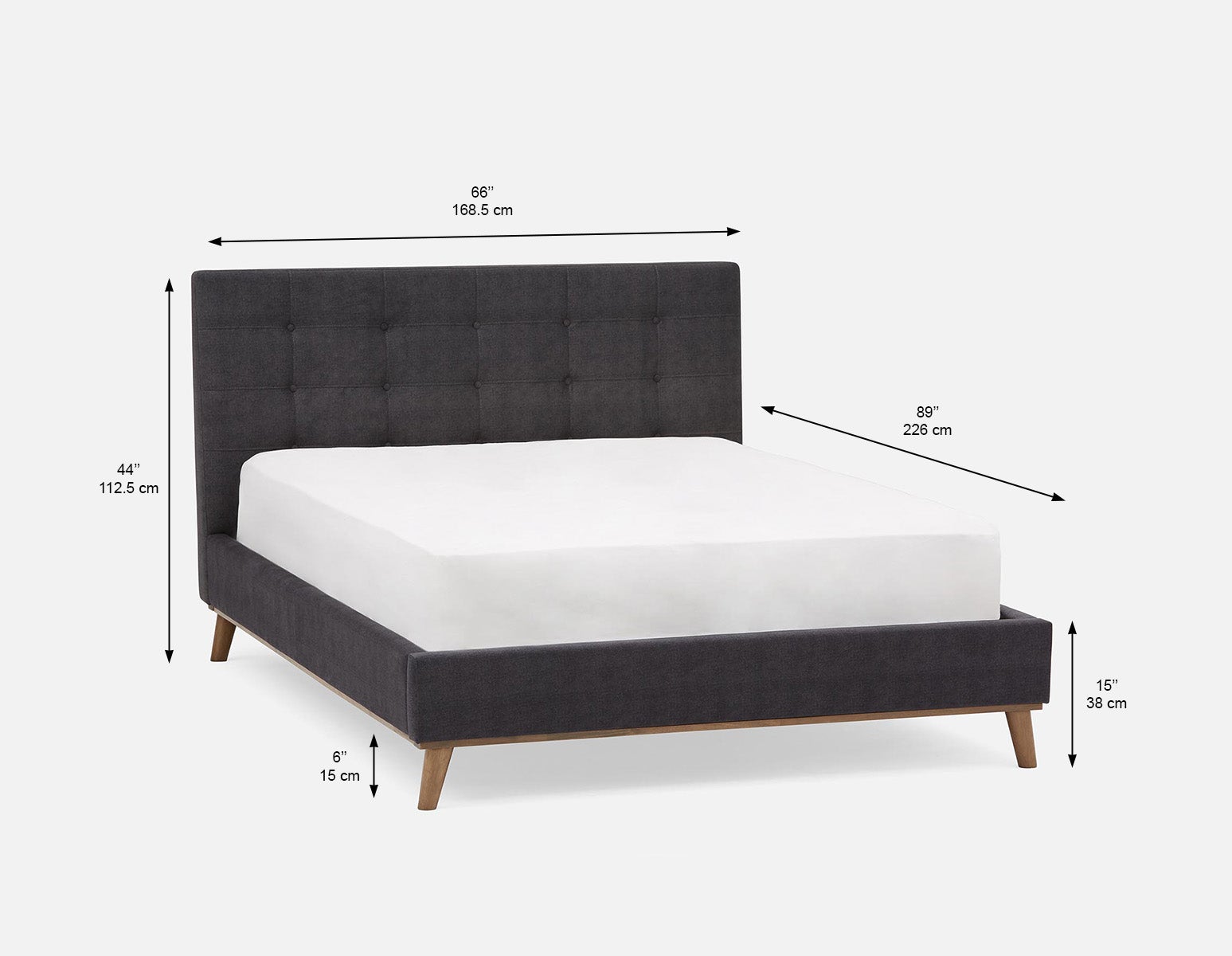 CARME mid-century modern tufted upholstered queen size bed undefined