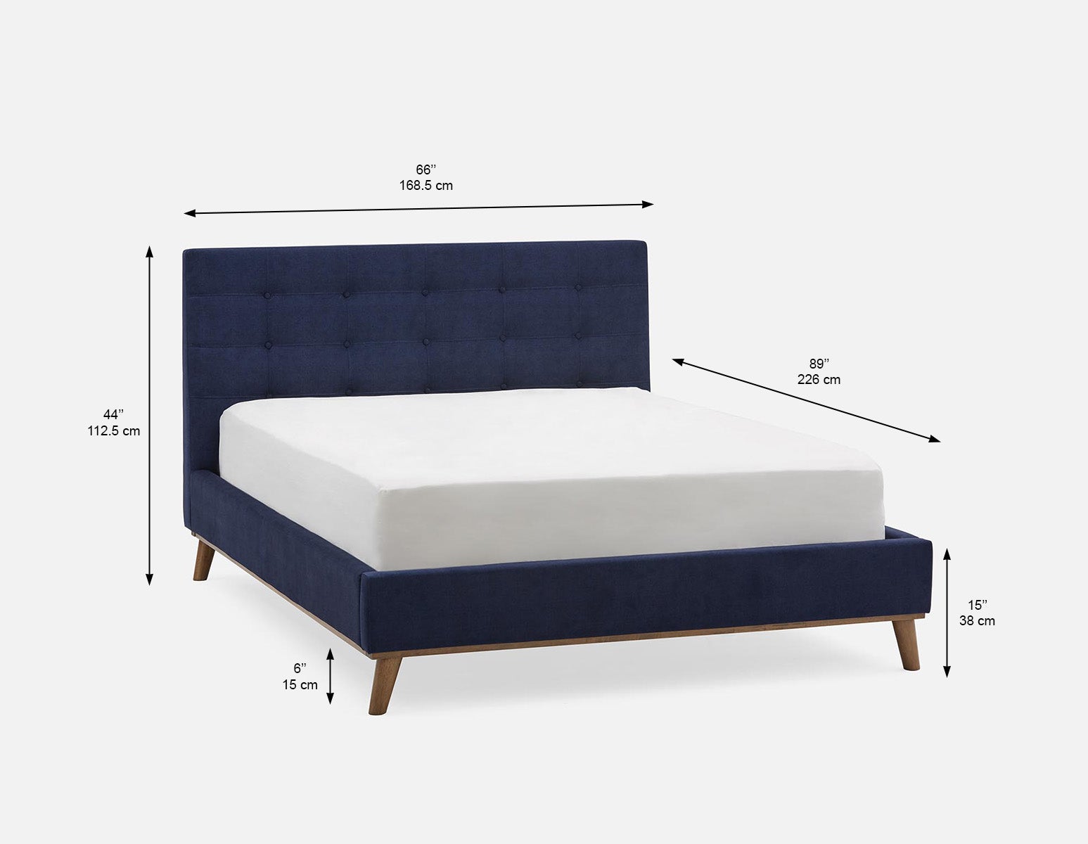 CARME mid-century modern tufted upholstered queen size bed undefined