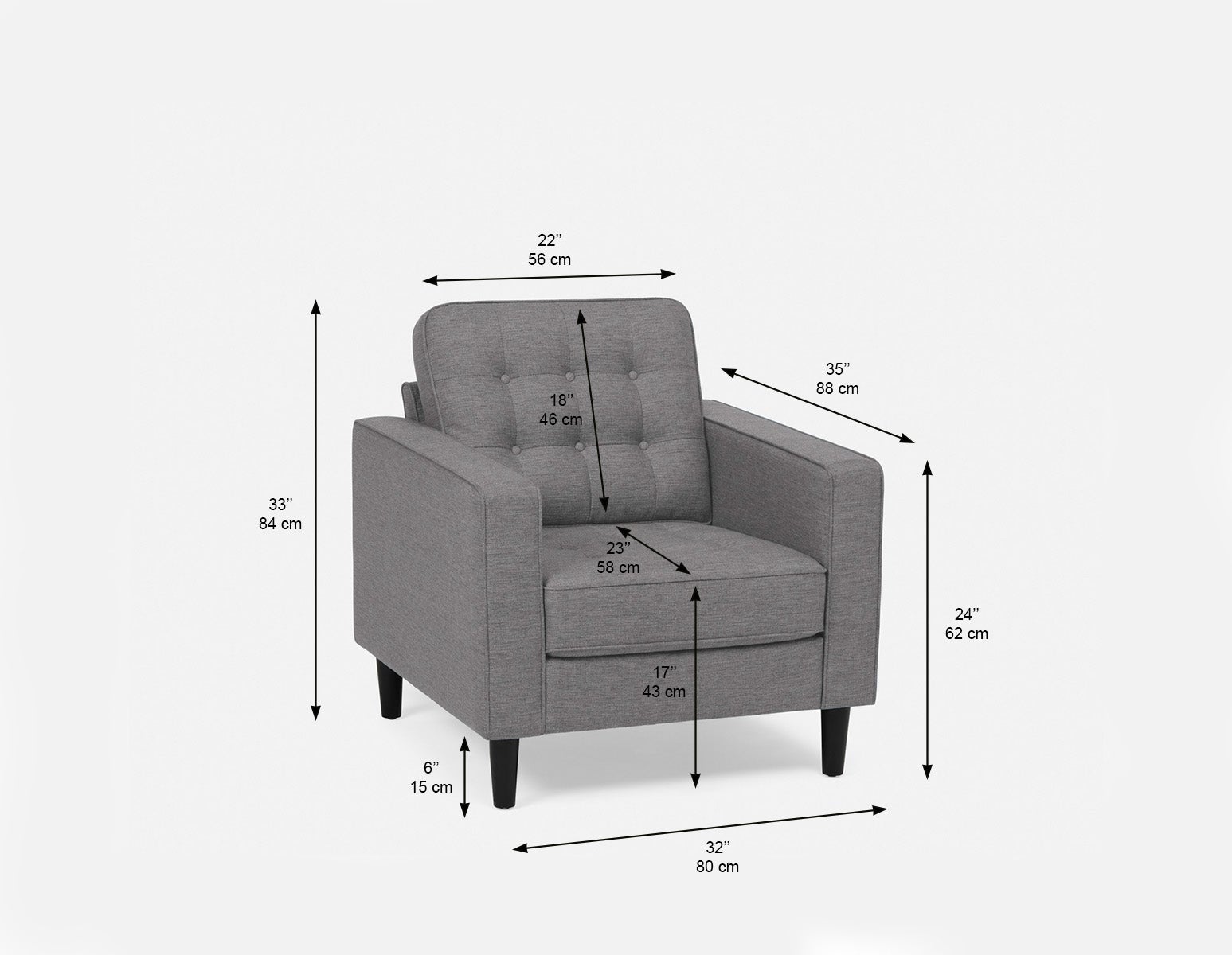 RIVIERA fauteuil moderne 31" du milieu du siècle undefined