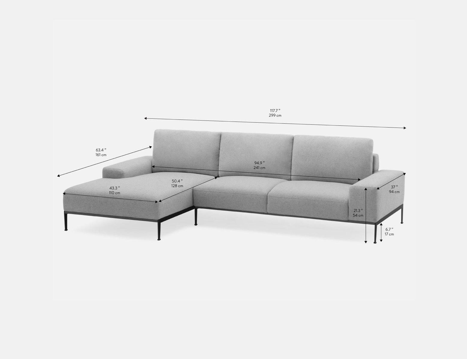 PRESTON modern left-facing sectional sofa undefined