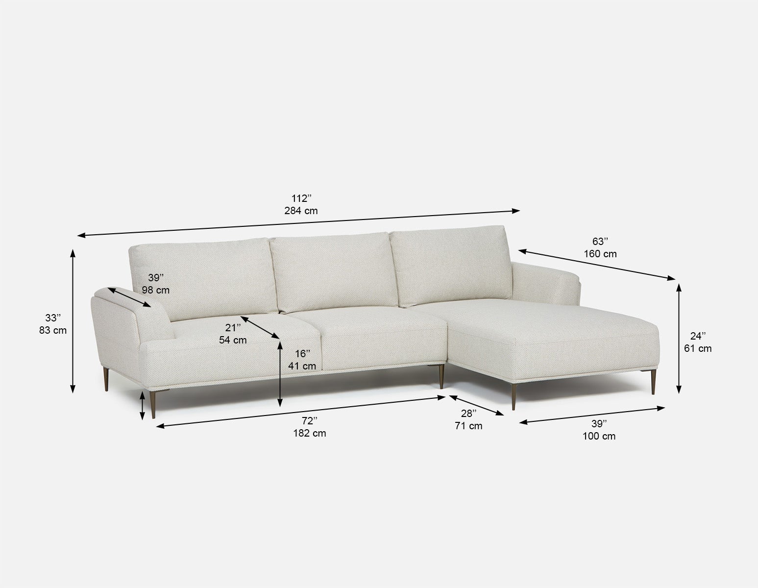 VICTOR contemporary left-facing sectional sofa undefined