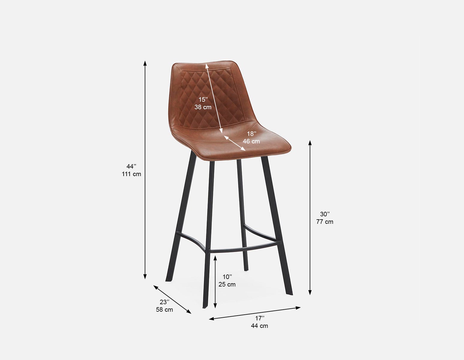 MALI tabouret de bar moderne avec dossier 76 cm undefined