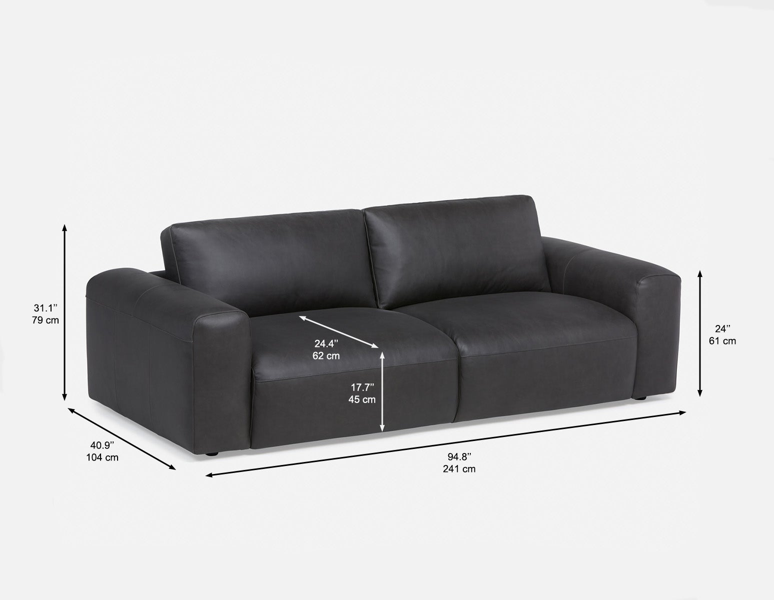NATALIA Canapé 100% cuir 95" undefined