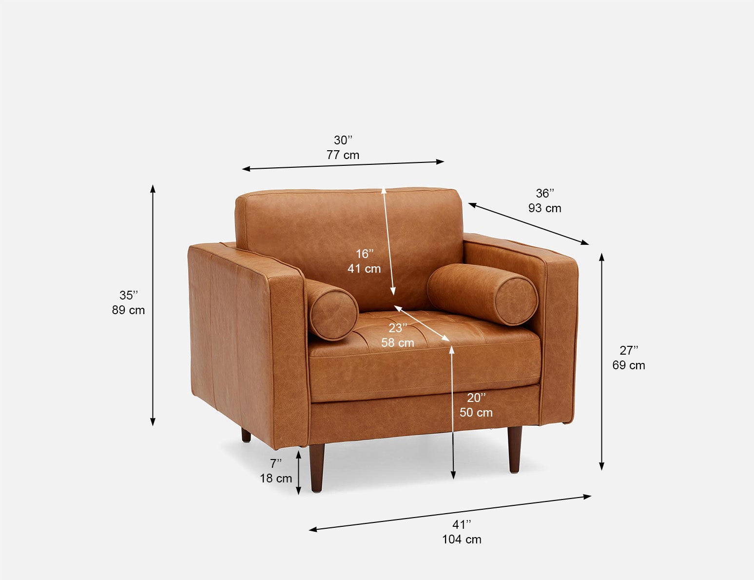 KINSEY 100% leather armchair undefined