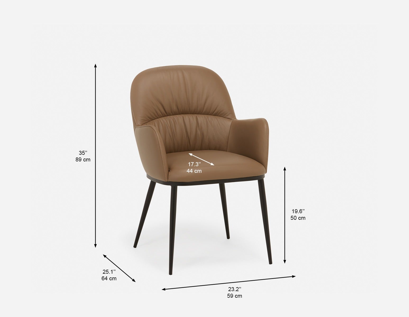 VERONICA 100% leather contemporary dining chair undefined
