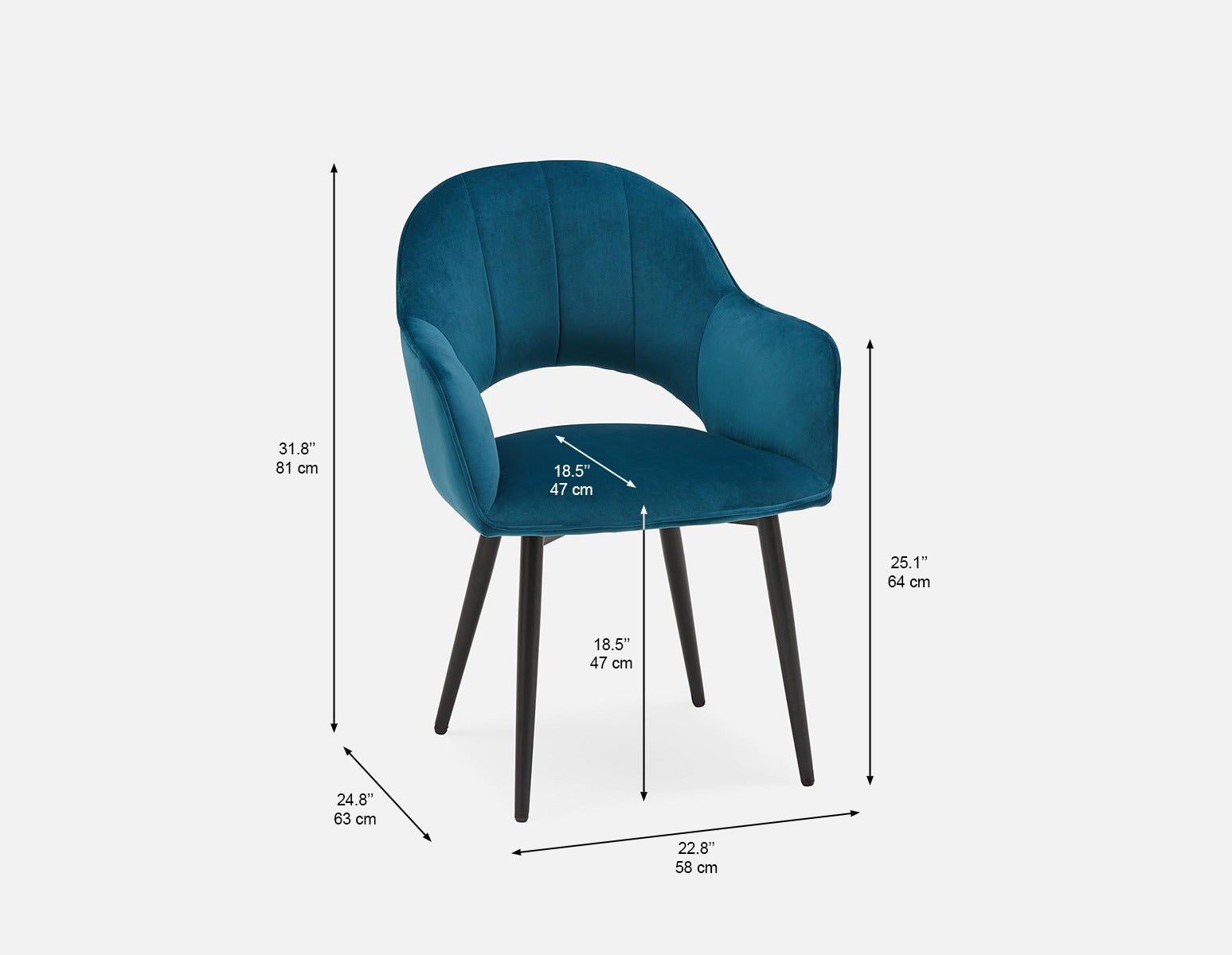 BAILEY contemporary velvet dining armchair undefined