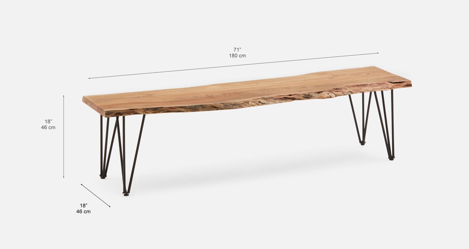 RENO solid acacia wood bench undefined