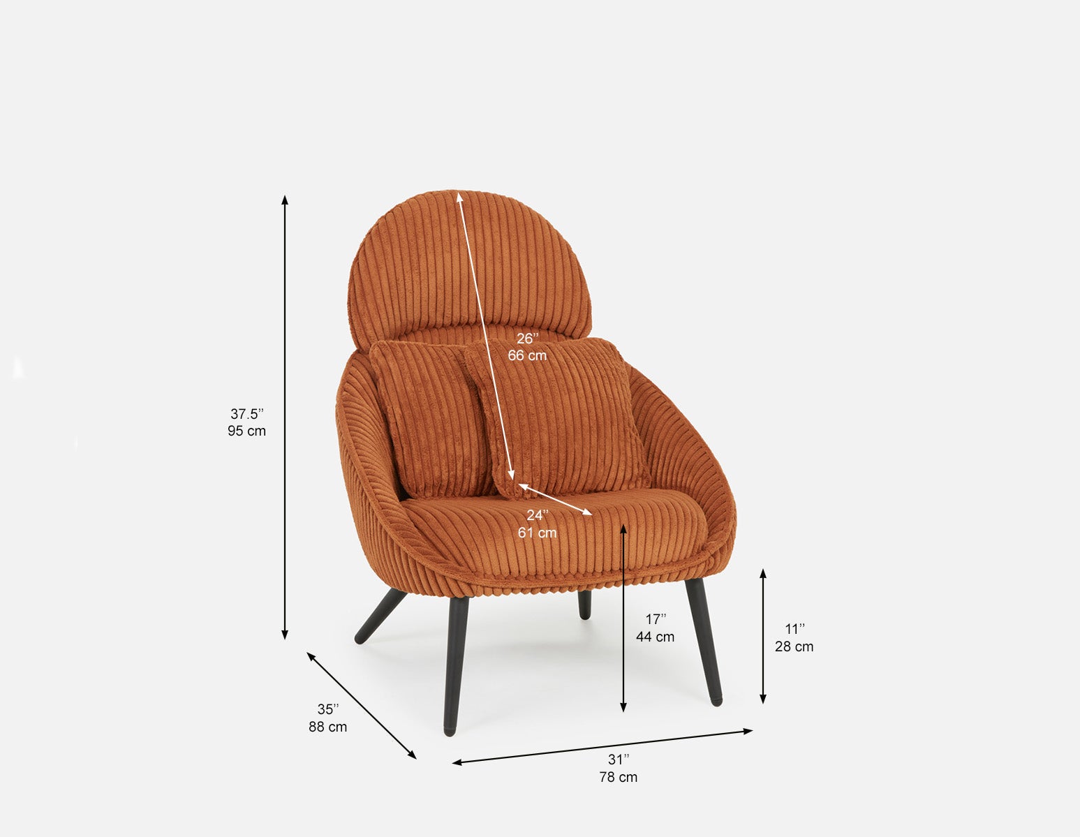HERMAN chaise d'appoint en velours côtelé undefined