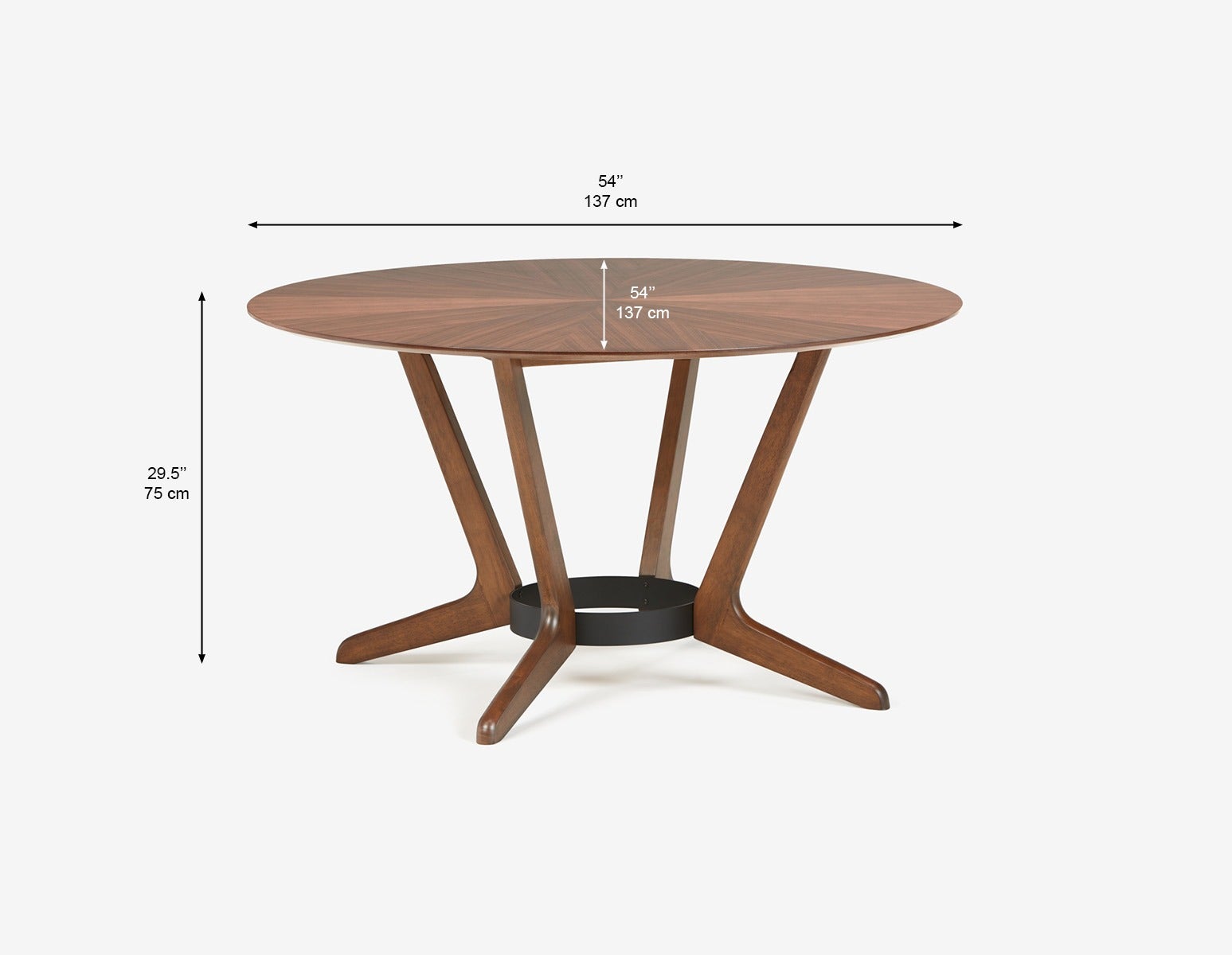 MORELLA mid-century modern 137 cm round dining table undefined