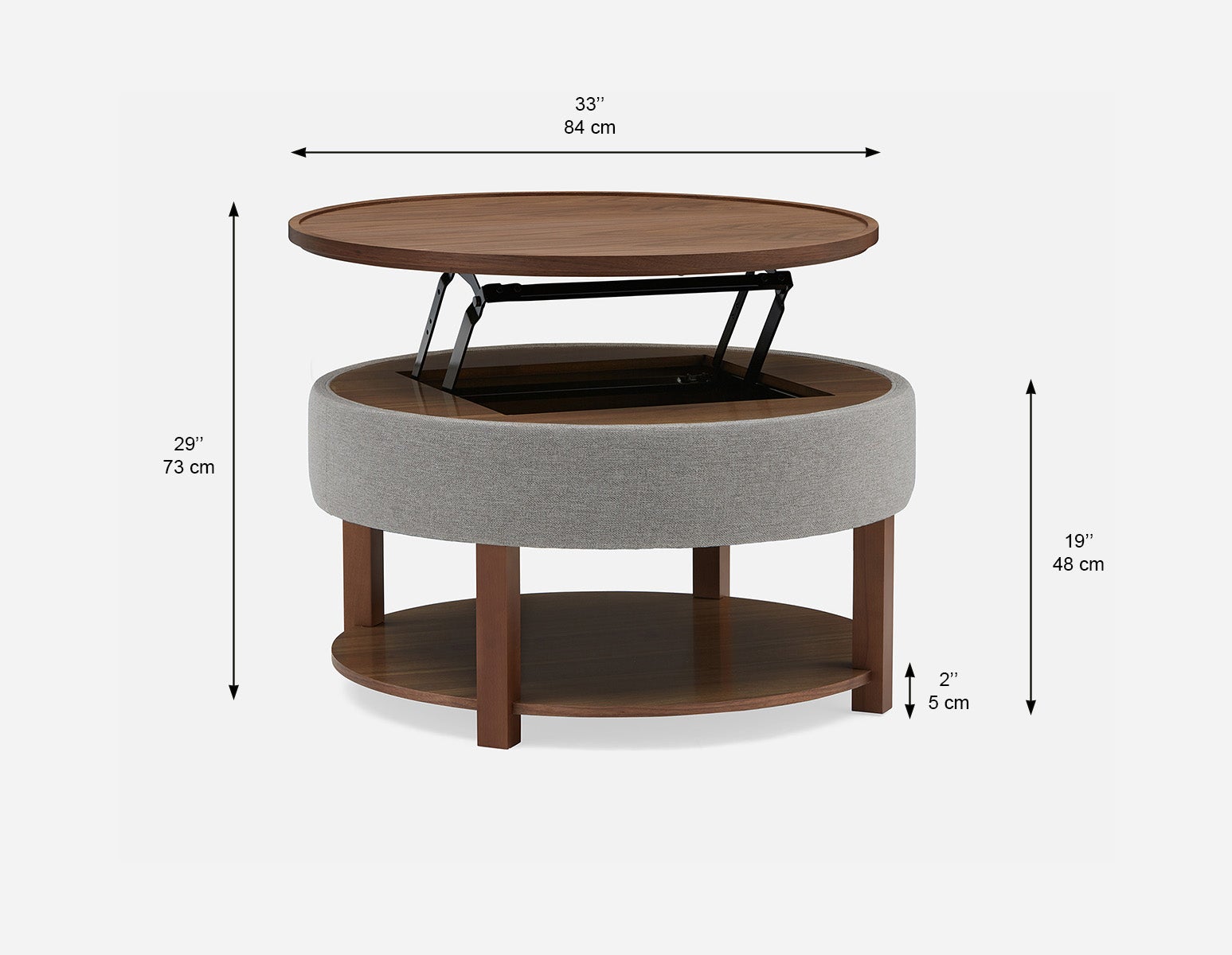 DAMIAN wood veneer lift-top coffee table with storage 84 cm undefined