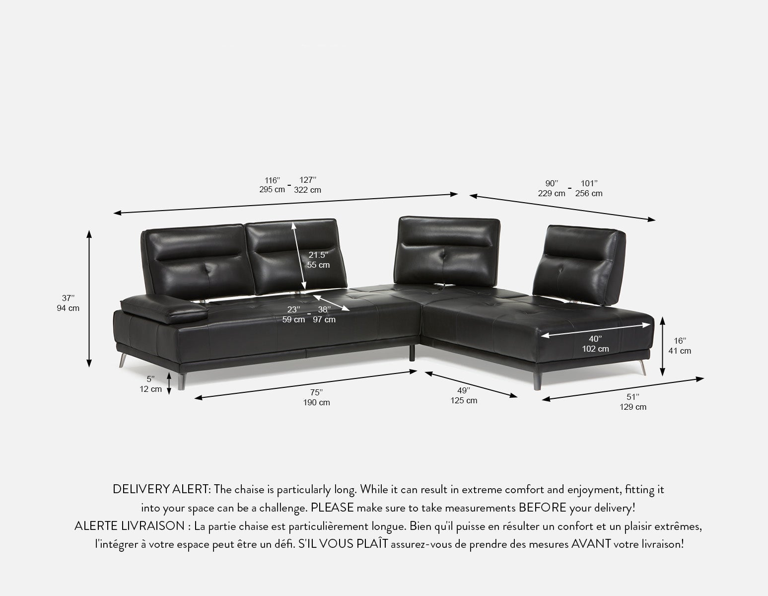 ANGKOR left-facing leather sectional sofa undefined