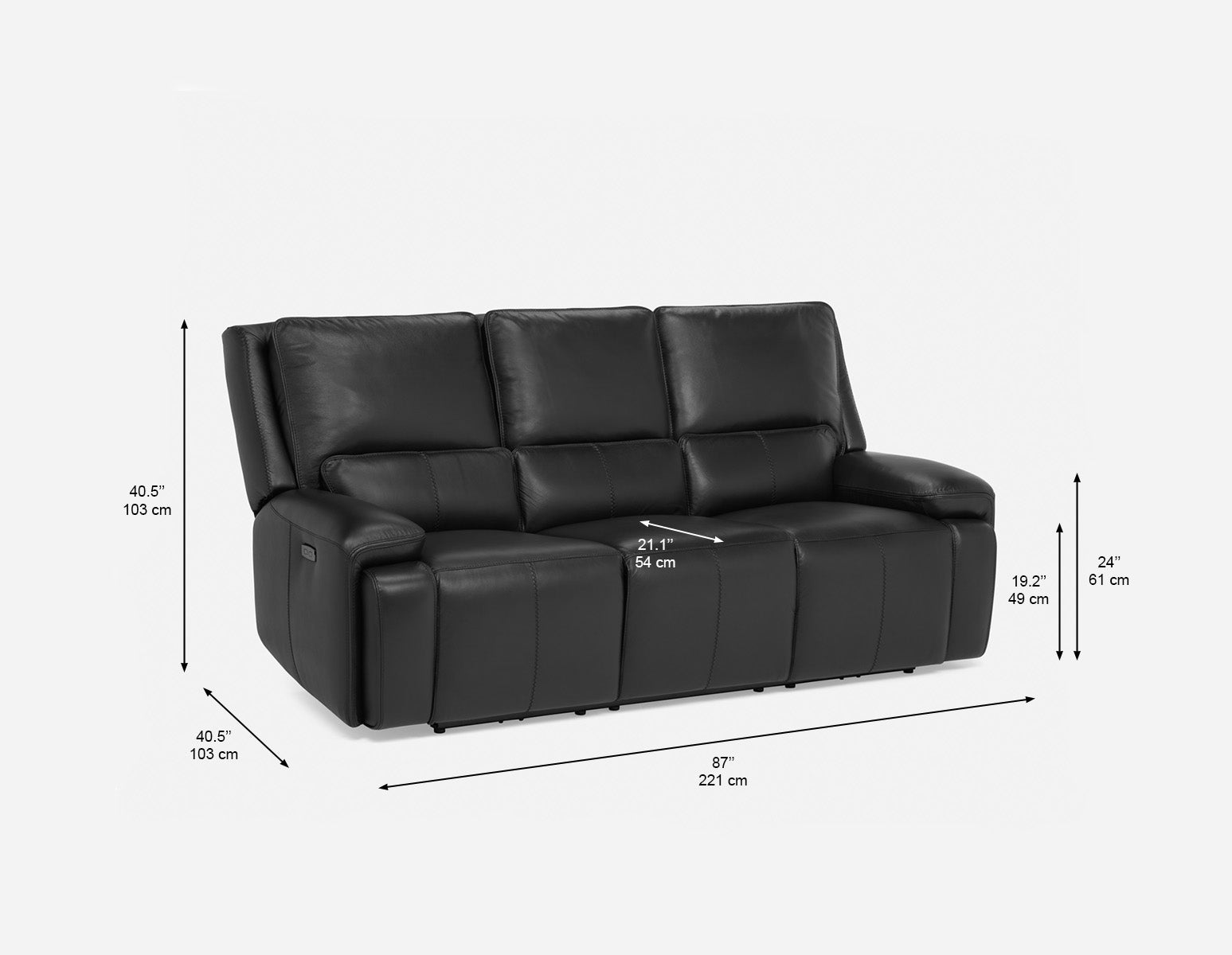 FAOUZI leather contemporary power recliner sofa undefined