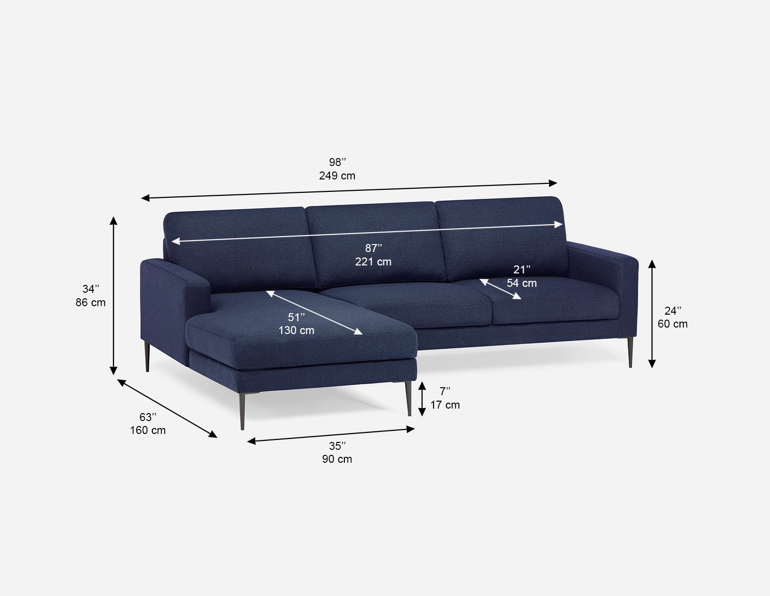 TERESA contemporary left-facing sectional sofa undefined