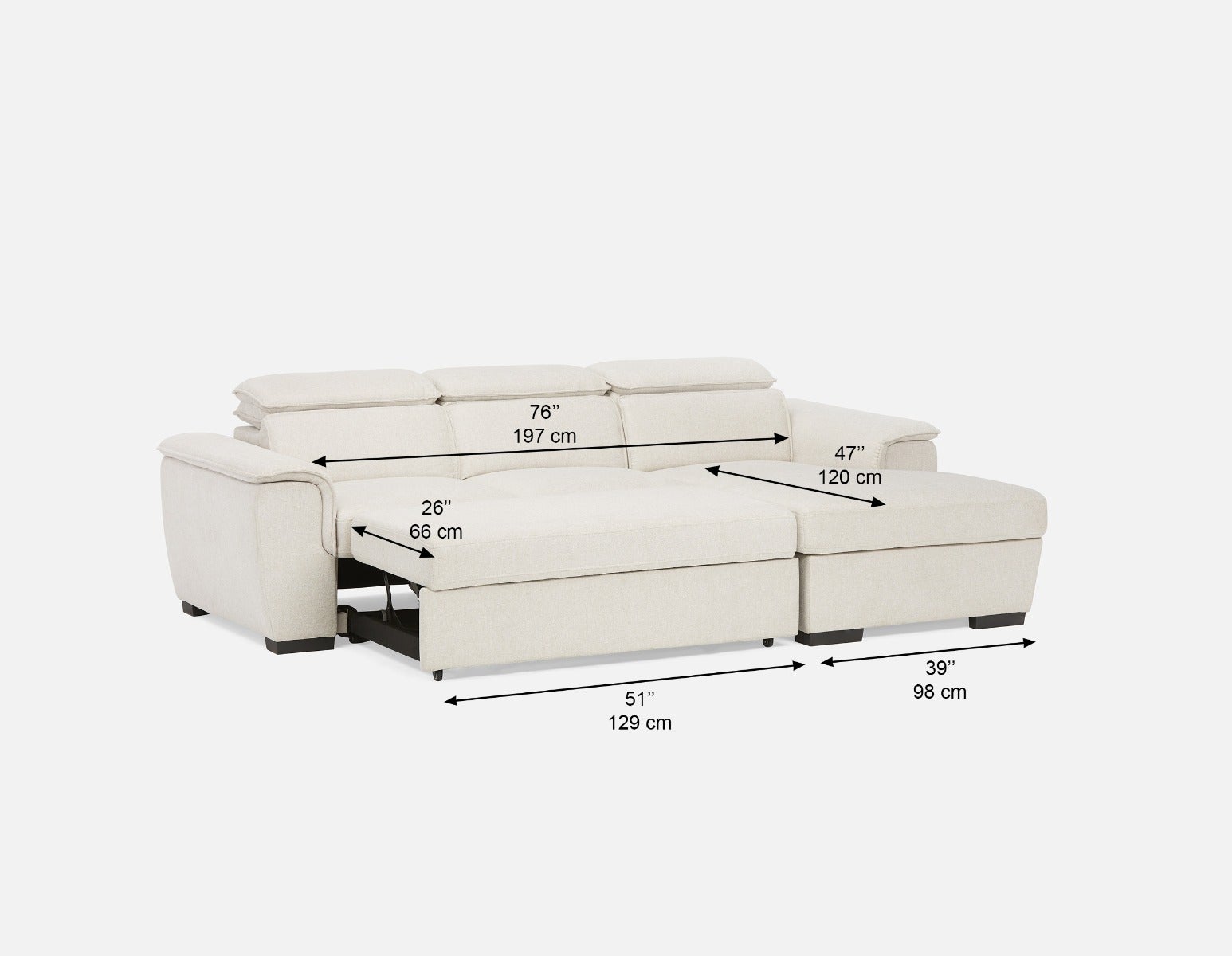 ODETTE contemporary left-facing sectional sofa-bed with storage undefined