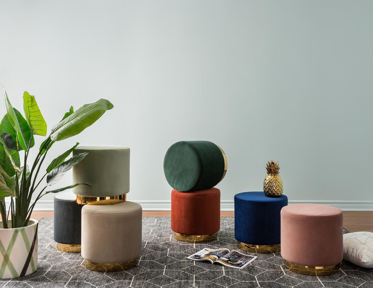 KEIRA velvet ottoman undefined