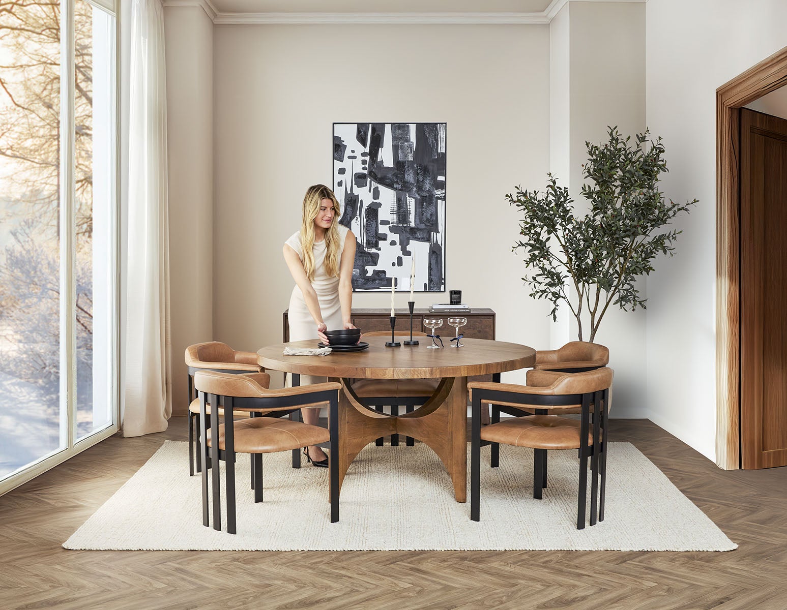 STEFANIA chaise de salle à manger en cuir avec accoudoirs undefined