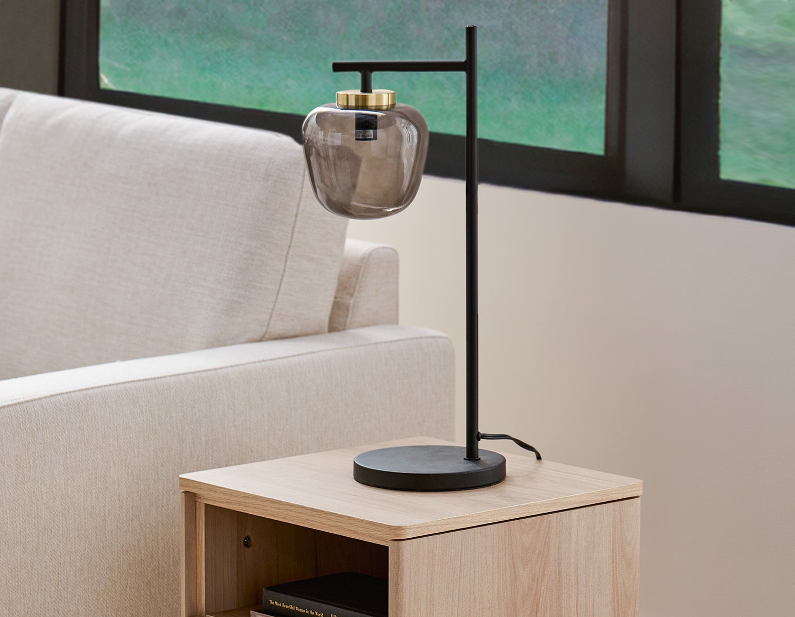 ILLUMI sculptural glass on stem modern table lamp 53cm undefined
