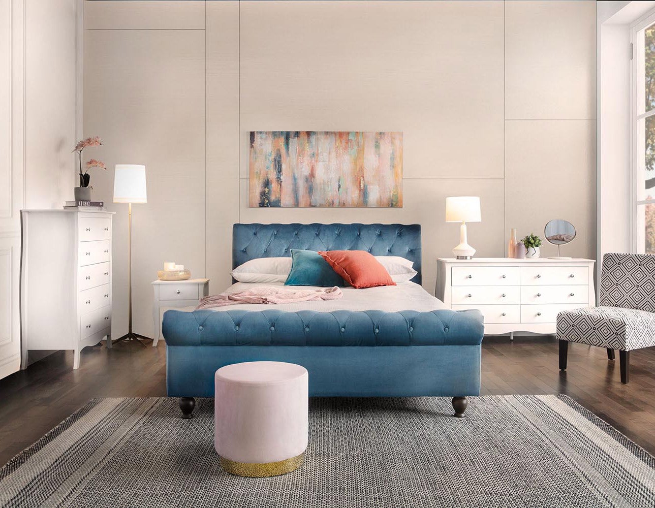 KEIRA velvet ottoman undefined