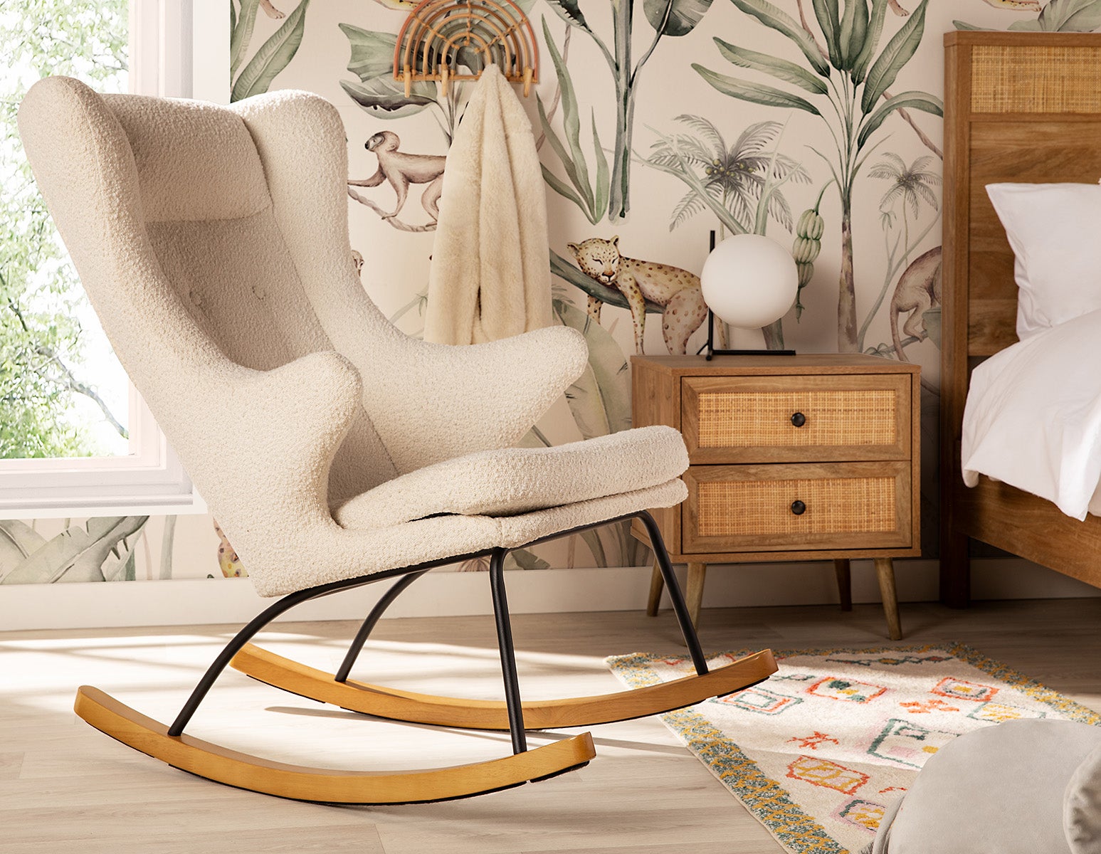 GUYAN faux shearling rocking armchair undefined