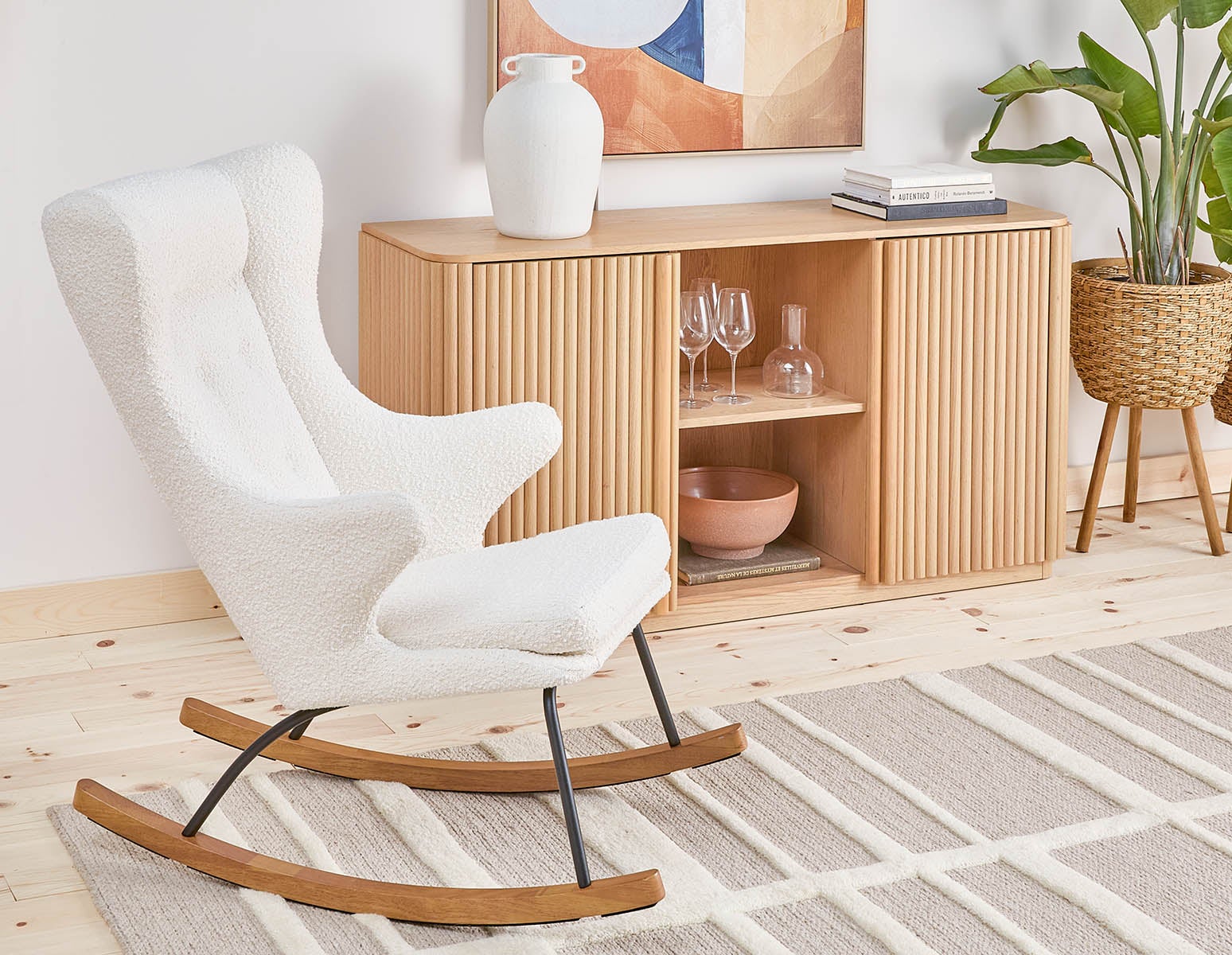 GUYAN faux shearling rocking armchair undefined