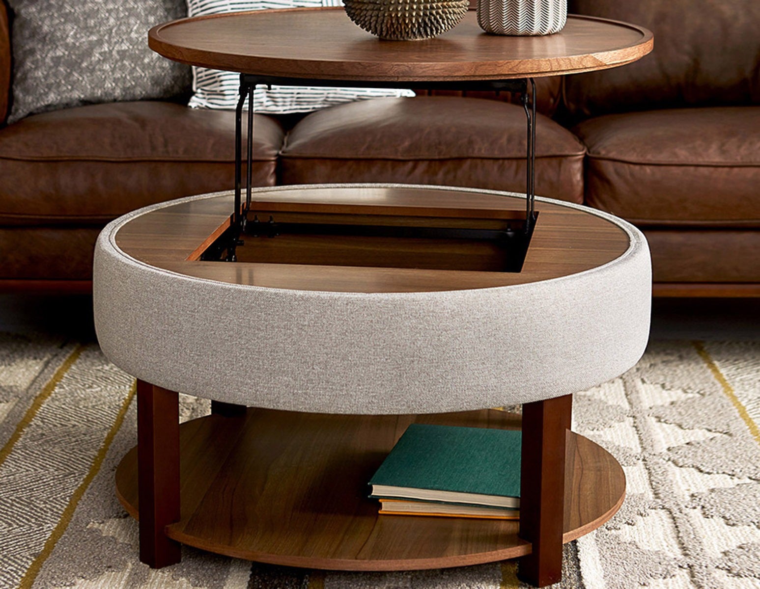 DAMIAN wood veneer lift-top coffee table with storage 84 cm undefined