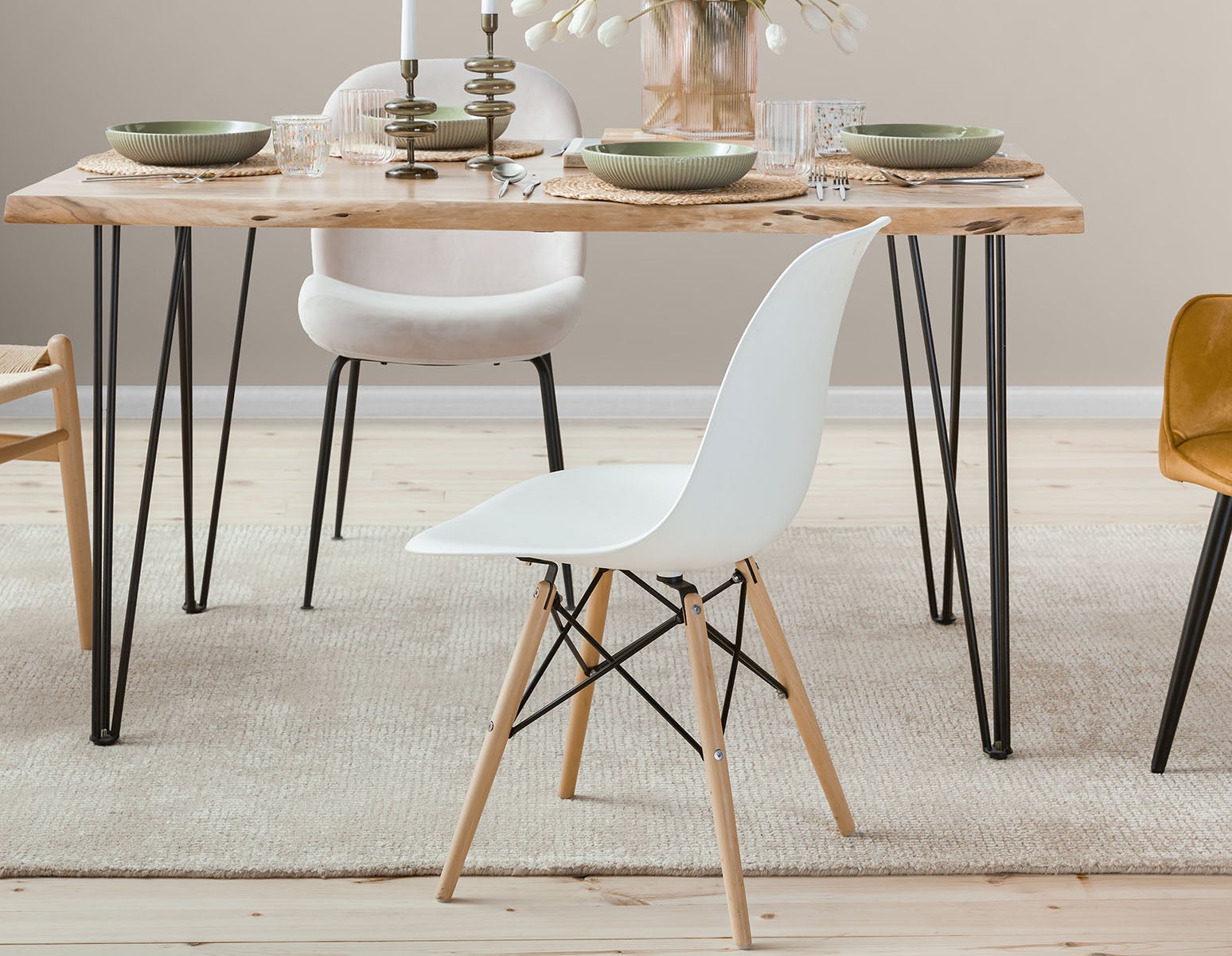 EIFFEL mid-century modern chair with solid beech wood legs undefined