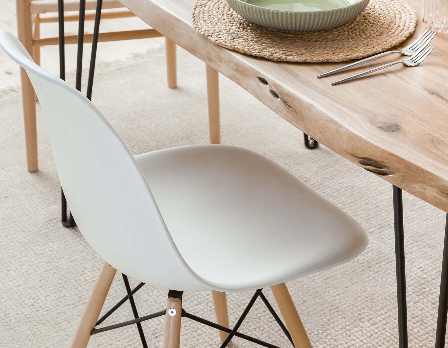EIFFEL mid-century modern chair with solid beech wood legs undefined