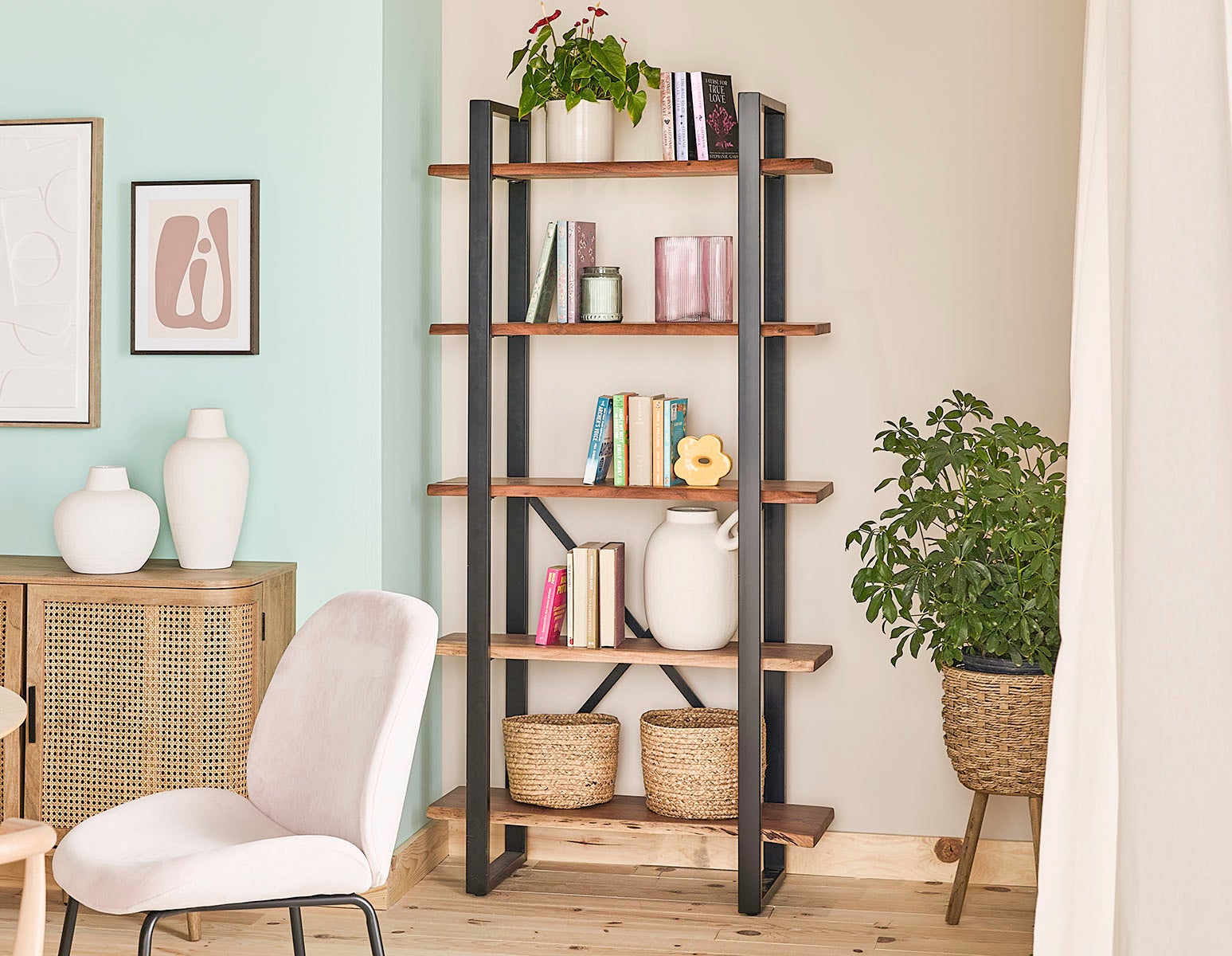 RENO acacia wood 5-tier bookcase undefined