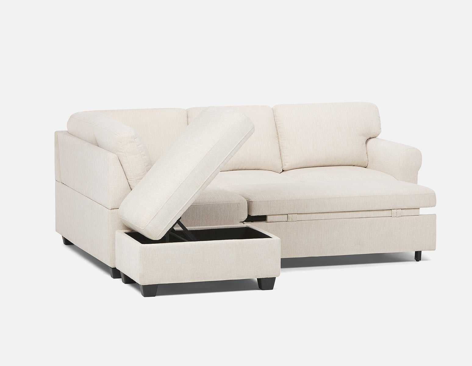 DELPHINE traditional left-facing sectional sofa-bed with storage undefined