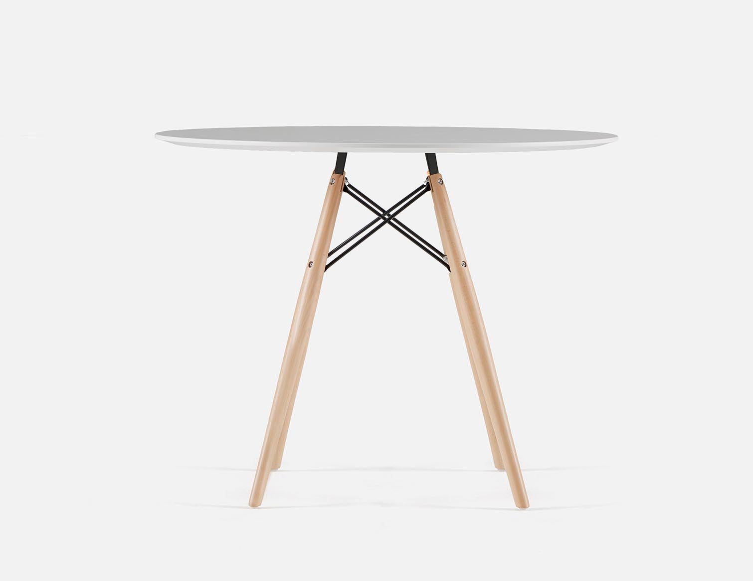 EIFFEL table ronde au fini laqué avec base en bois d'hêtre massif 90 cm undefined