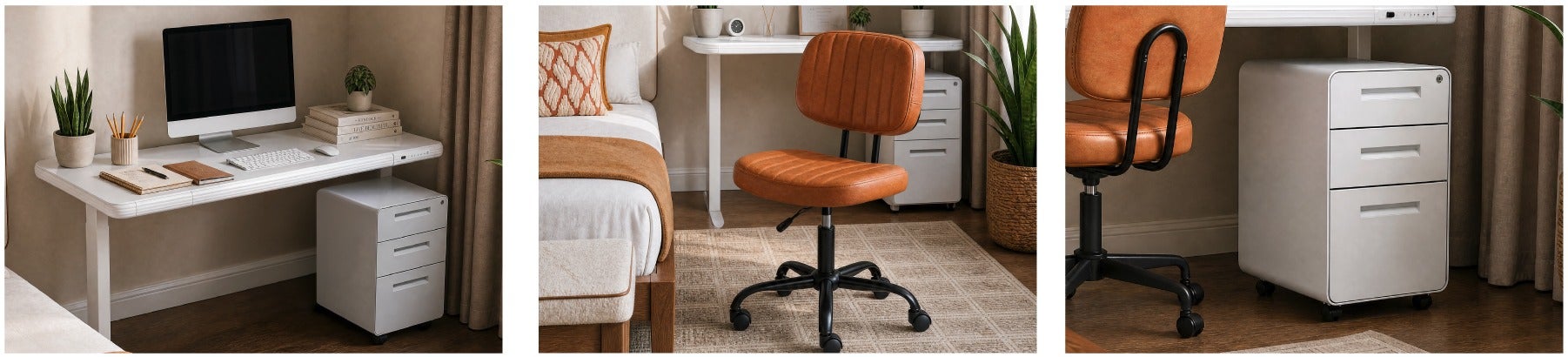 JETSON electric desk 120 cm, STERLING office chair, ERNESTO filing cabinet