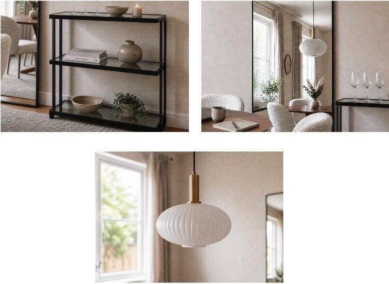 AGLAYA 3-tier glass shelves, NEWPORT mirror 70 x 190 cm