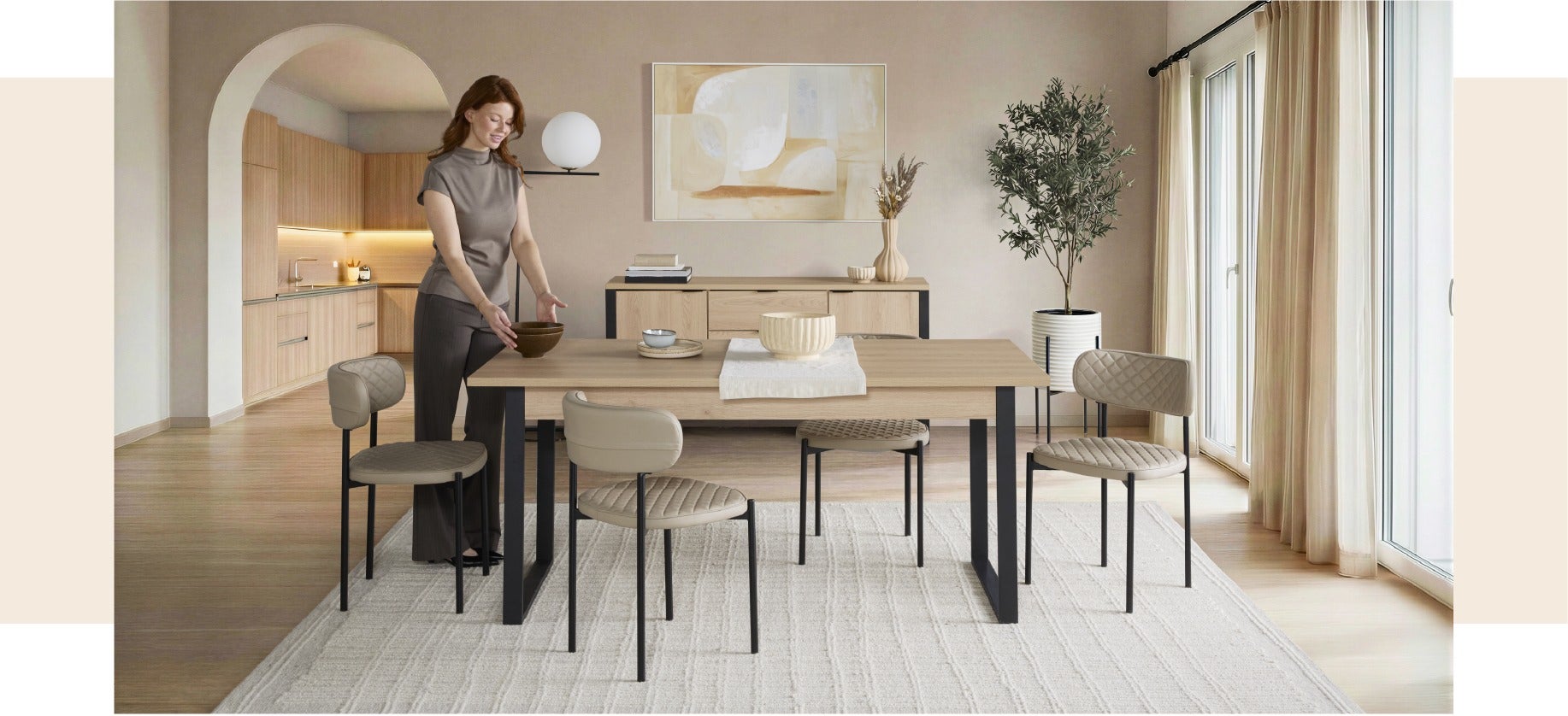 RYA table de salle à manger 180 cm et buffet