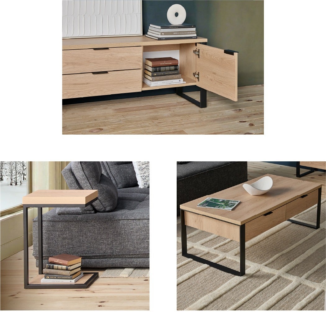 RYA coffee table, media unit and end table