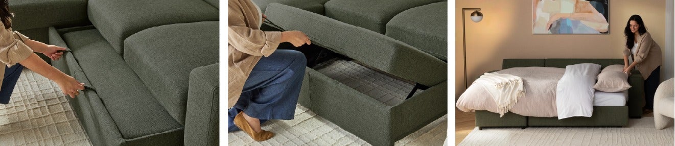 MARNIE interchangeable sectional sofa bed with storage