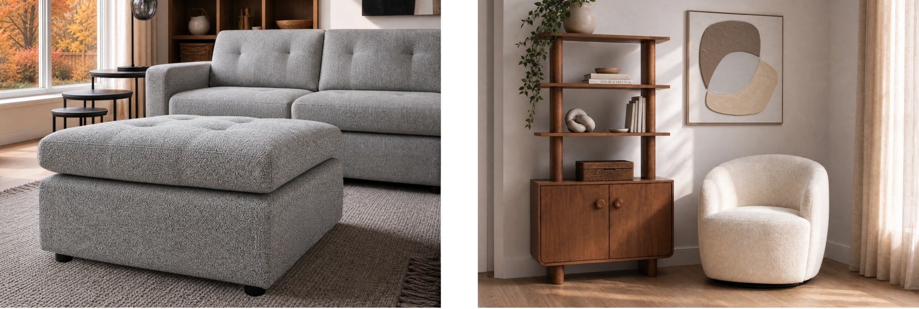 JANELLE fauteuil pivotant - LEONIA pouf